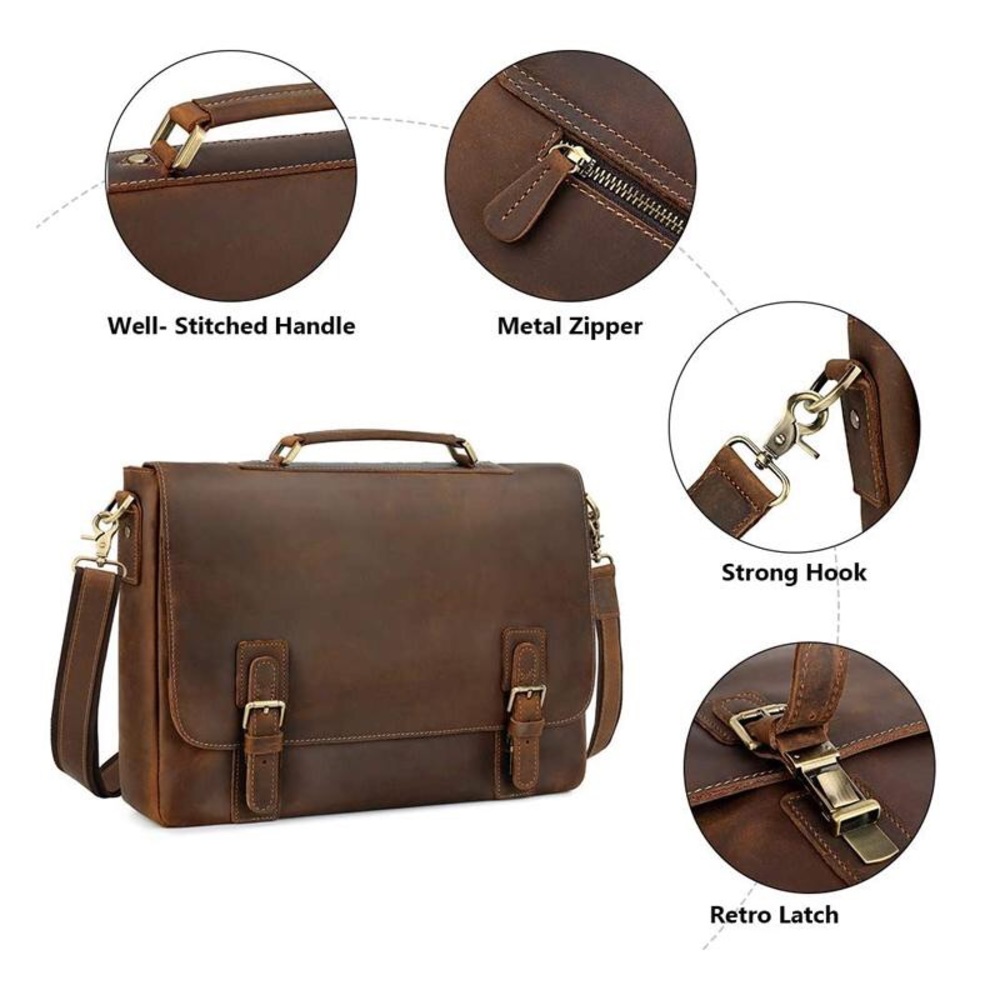 NWT Kattee Leather Briefcase Laptop Messenger Bag - Picture 2 of 9